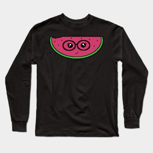 Cute Watermelon with Glasses Long Sleeve T-Shirt